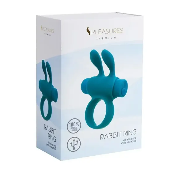Ерекційне віброкільце S Pleasures Premium Rabbit Ring бірюзове, зі знімною віброкулею та вушками Львів