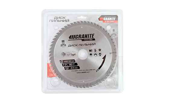 Диск пильний GRANITE для дерева з твердосплавними напайками 200х32х60Т адаптер 32-30/32-25.4 7600 об/хв Рівне