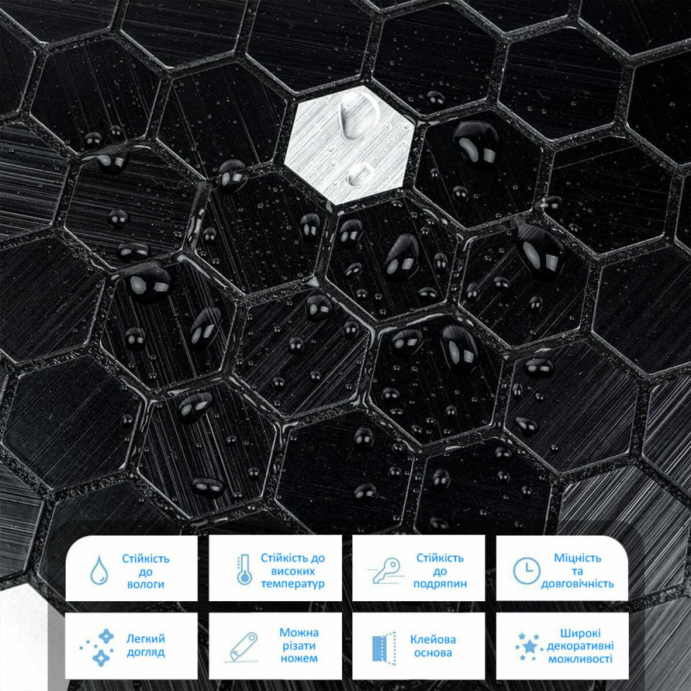 Чорна мозаїчна алюмінієва самоклеюча плитка Київ - фото 4