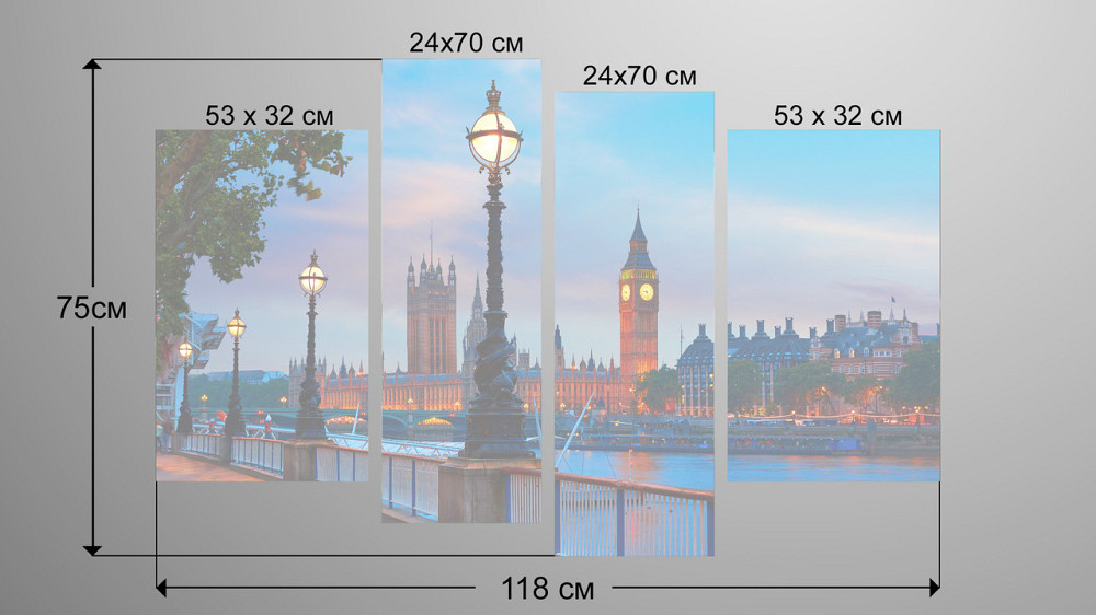 Модульная картина Набережная Art-148_4 Киев - изображение 3