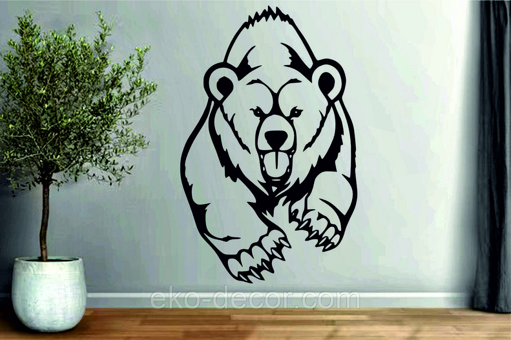 Декоративне настінне Панно «Ведмідь» Декор на стену 110*70 см, Чорний Київ - фото 9