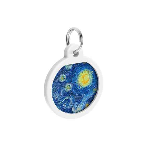 Адресник для собак і котів металевий WAUDOG Smart ID з QR-паспортом, малюнок "Водяні лілії", круг, Д 25 Вінниця