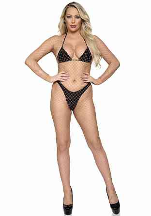 Бодістокінг у велику сітку Leg Avenue Long Sleeved Bodystocking One size Nude, довгий рукав Sex Aura Київ