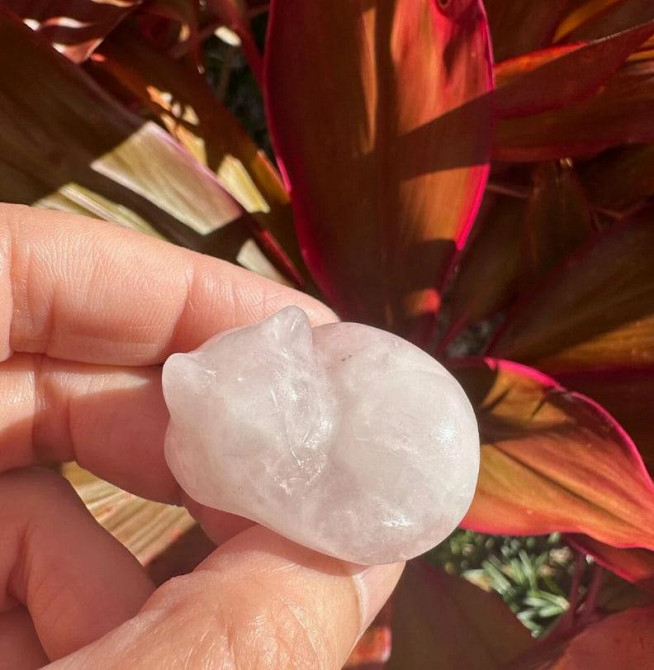 Фигурка кота из натурального камня розового кварца 35*20 мм. Киев - изображение 2