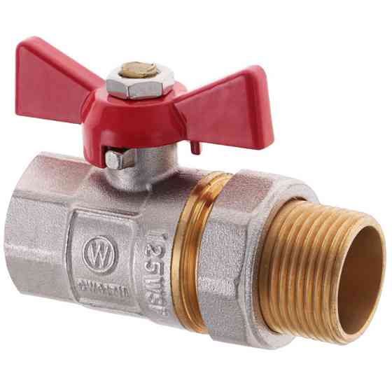 Кран з американкою 3/4" прямий WATERPRO червоний (WP0152) Київ