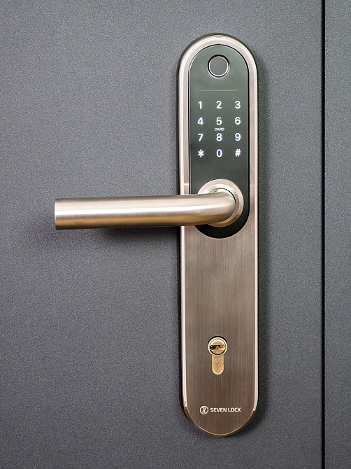 Умный дверной биометрический замок SEVEN LOCK SL-7768BF (85мм) silver Киев - изображение 7
