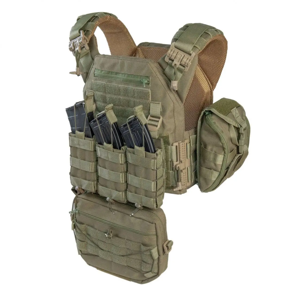 Комплект плитоноски з підсумками та напашником, швидким скиданням (без плит) Оливковий Вінниця - фото 1