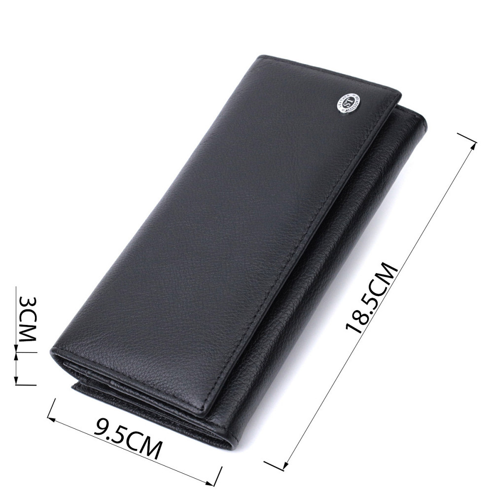 Добротное женское портмоне с карманом для монет из натуральной кожи ST Leather 22691 Черный Киев - изображение 10