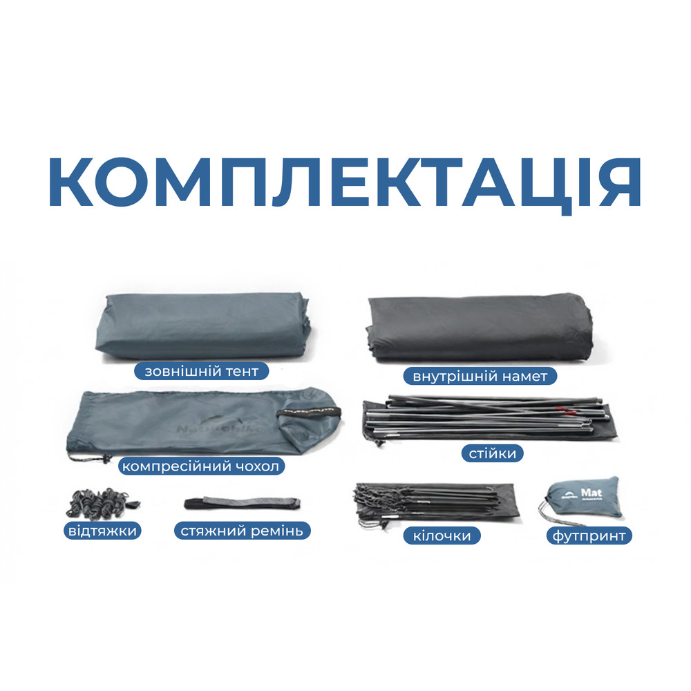 Намет надлегкий тримісний Naturehike Cloud Up Pro CNK2350WS020, 20D, блакитний Киев - изображение 8