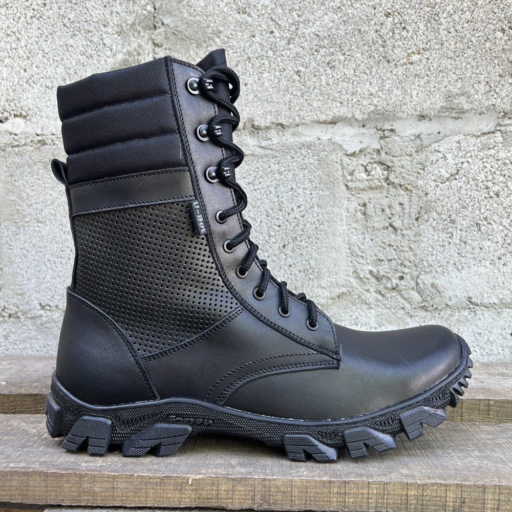 Чоловічі літні берці чорні тактичні військові шкіряні берці вискі  якісні на шкірі Львів - фото 4