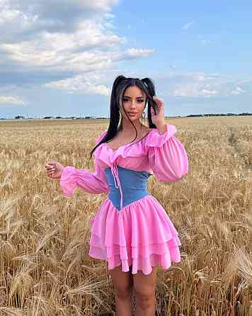 Женское нежное воздушное платье с корсетом крепшифон + джинс бенгалин 46/48, Барби Одесса