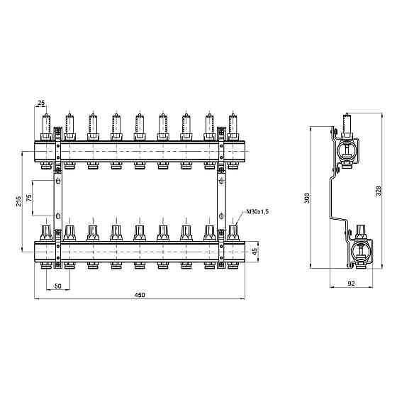 Колектор із витратами Thermo Alliance Forte 1" 9 виходів SF001W9 Київ