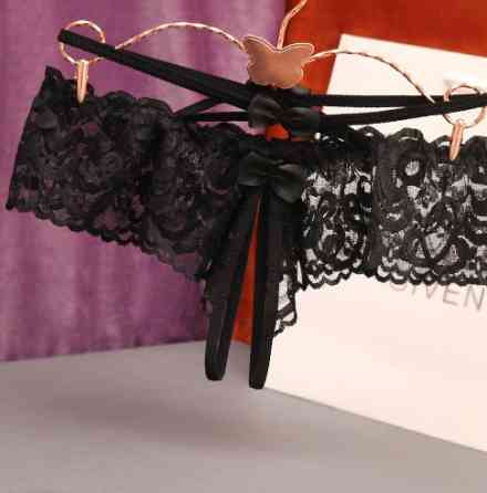 Трусики з розрізом та бантиками чорні жіночі - розмір універсальний, резинка 60-82см Київ