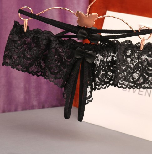 Трусики з розрізом та бантиками чорні жіночі - розмір універсальний, резинка 60-82см Київ - фото 6