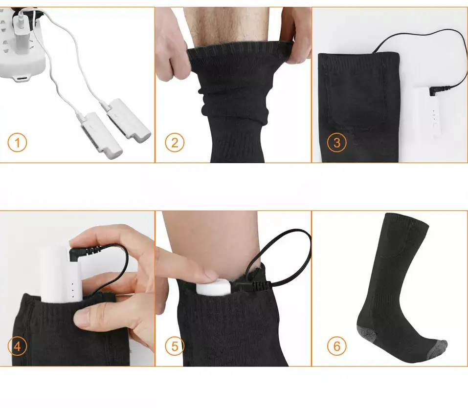 Високі шкарпетки з підігрівом (3 температурні режими) з блоком живлення (Чорні) Вінниця - фото 10