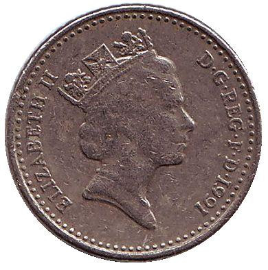 Монета 5 пенсів. 1991 рік, Великобританія. Полтава - фото 1