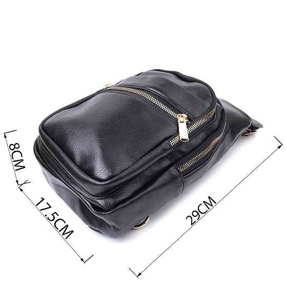 Интересная женская сумка с одной лямкой через плечо из экокожи Vintage 22759 Черный Киев