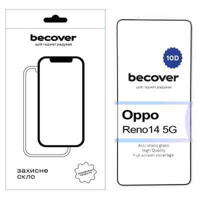 Стекло защитное BeCover 10D Oppo Reno14 5G Black (713932) Винница