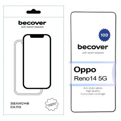 Скло захисне BeCover 10D Oppo Reno14 5G Black (713932) Вінниця - фото 1
