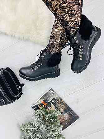 Черевики жіночі D and V чорні натуральна кожа зима висота 13см розмір 37 (2195) Коломыя