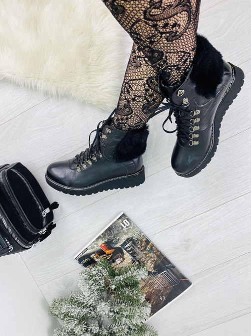 Черевики жіночі D and V чорні натуральна кожа зима висота 13см розмір 37 (2195) Коломия - фото 3