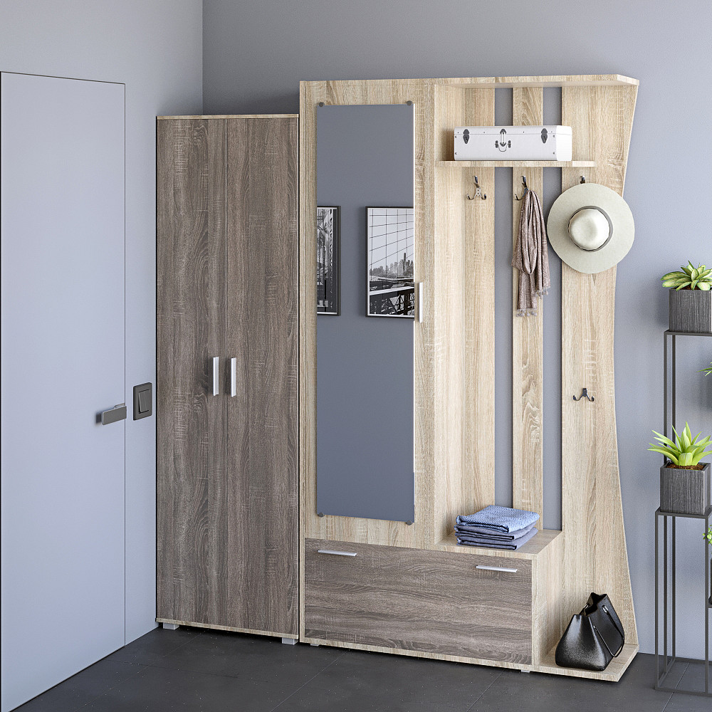 Прихожая Авео-2 Эверест с распашным шкафом ШП-1 сонома + трюфель (DTM-2662) Днепр - изображение 1