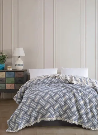 Муслиновое покрывало Mavi 230х250 см Синий Коломия