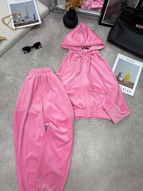 Женский повседневный велюровый костюм двойка: кофта и штаны Розовый, 42/44 Одесса - изображение 4