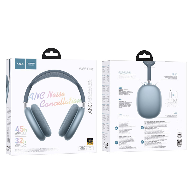 Беспроводные накладные наушники HOCO W65 Plus Happy ANC BT headphones Blue Одесса - изображение 2