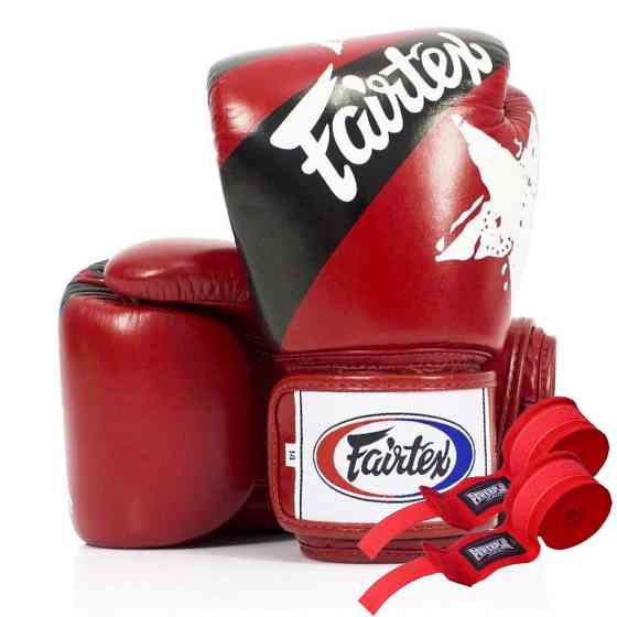 Боксерські рукавиці Fairtex BGV1 Nation Print Red 14 унцій (бинти в комплекті) Кам'янське