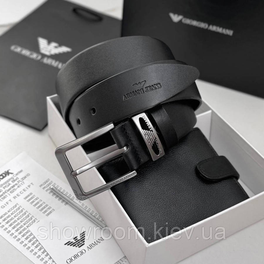 Чоловічий подарунковий набір портмоне та ремінь Armani (113) Київ - фото 4