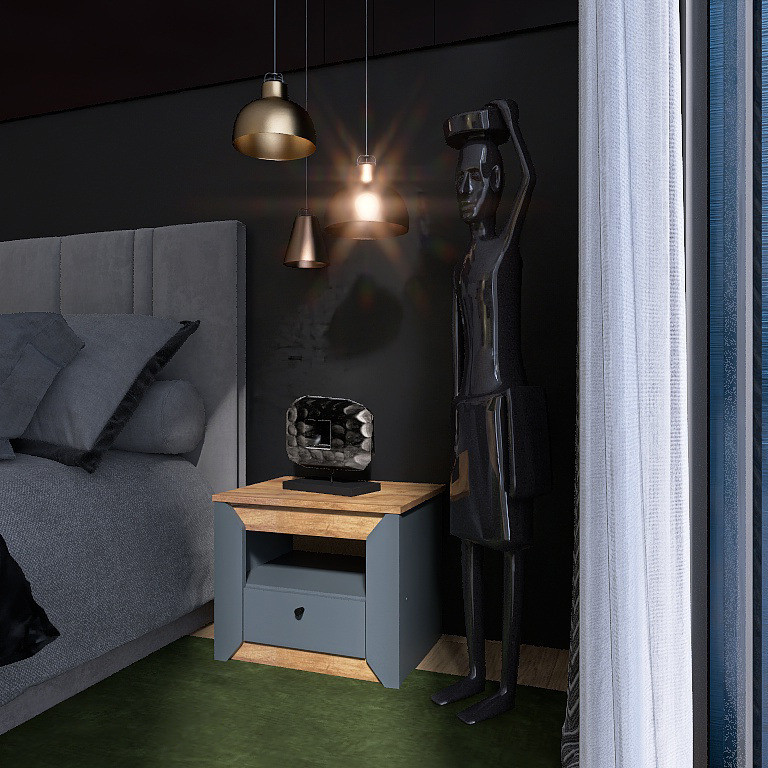 Тумба прикроватная Эверест Нордик-500 Графит + Дуб крафт золотой (DTM-5544) Львов - изображение 1