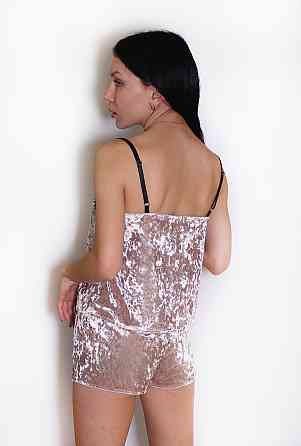 Пижама женская майка шорты халат велюровая Бежевый S Харьков