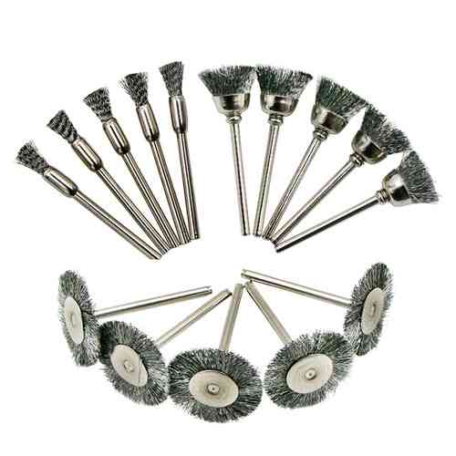 Набор щеток металлических проволочных 15шт 3 вида для гравера дремеля Винница