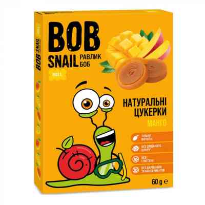 Цукерка Bob Snail Равлик Боб натуральні Мангові 60 г (4820219340584) Вінниця