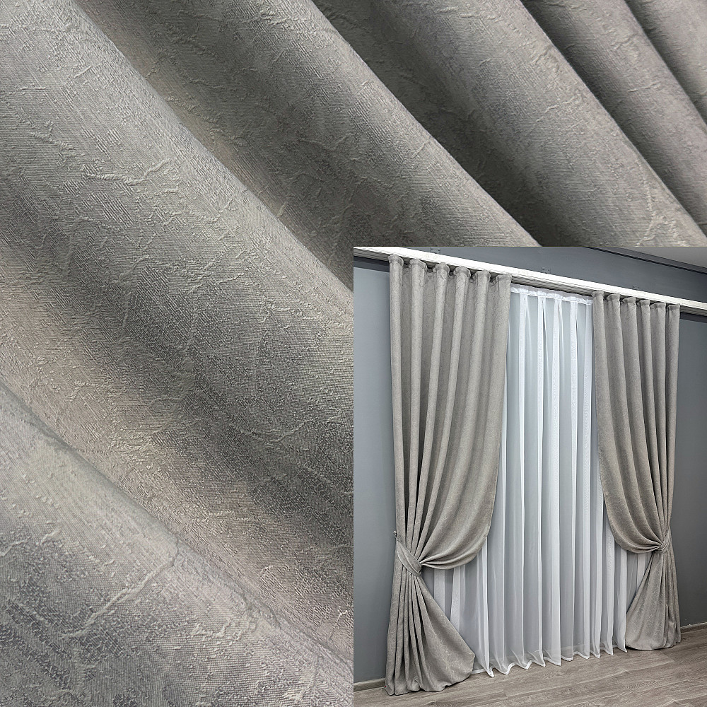 Комплект штор VR-Textil Жаккард Viva Marmo № 1796ш Светло-серый 150х270 см 2 шт (33-0752) Киев - изображение 1