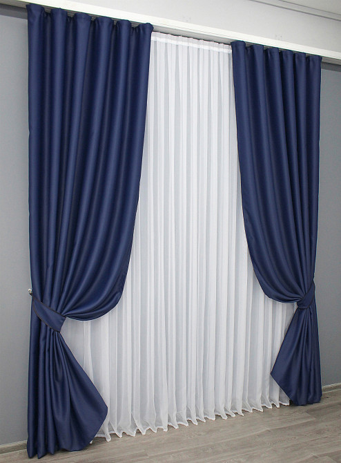 Комплект готових штор VR-Textil Блекаут Fusion Dimout № 831ш Синій 150х270 см 2 шт (30-615) Київ - фото 3