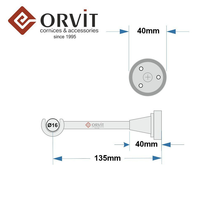Тримач Orvit ВІДКРИТИЙ однорядний до стіни 16 мм БІЛЕ ЗОЛОТО Львів - фото 2