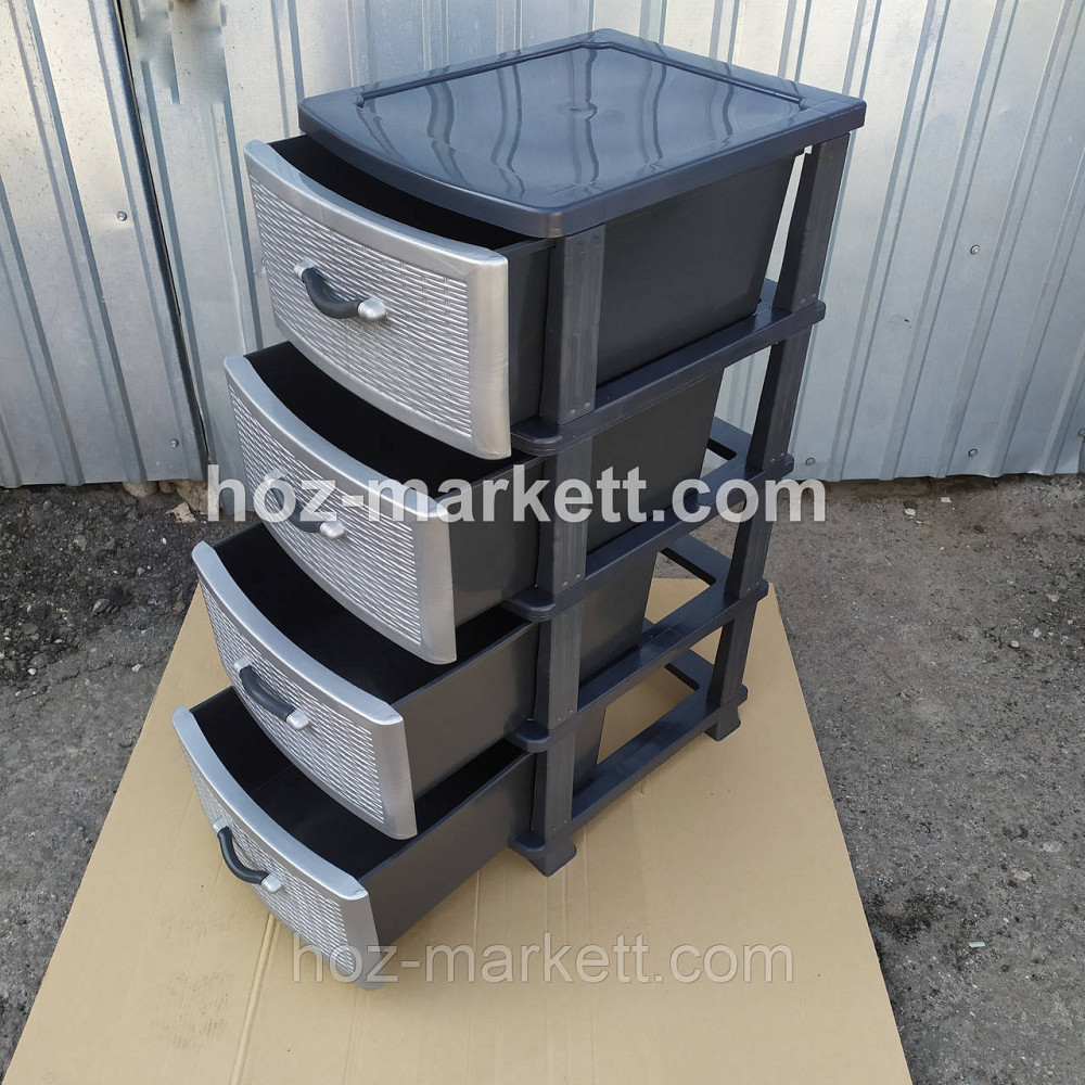 Тумбочка комод пластиковый серый на 4 ящика производство Украина Харьков - изображение 5