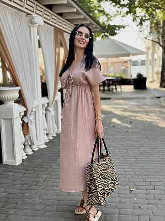 Довга муслінова сукня "Lira" | Норма і батал Капучіно, 50-52 Київ