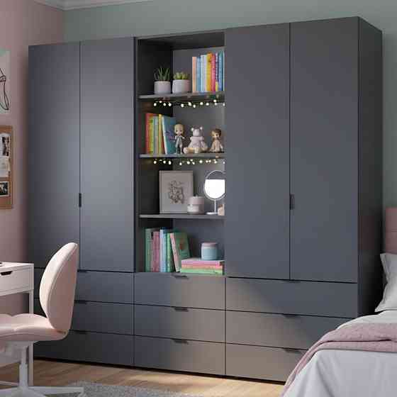 Шкаф для одежды Doros Гелар Графит 2+2ДСП с пеналом 215х49.5х203.4 (DRS-011916) Днепр