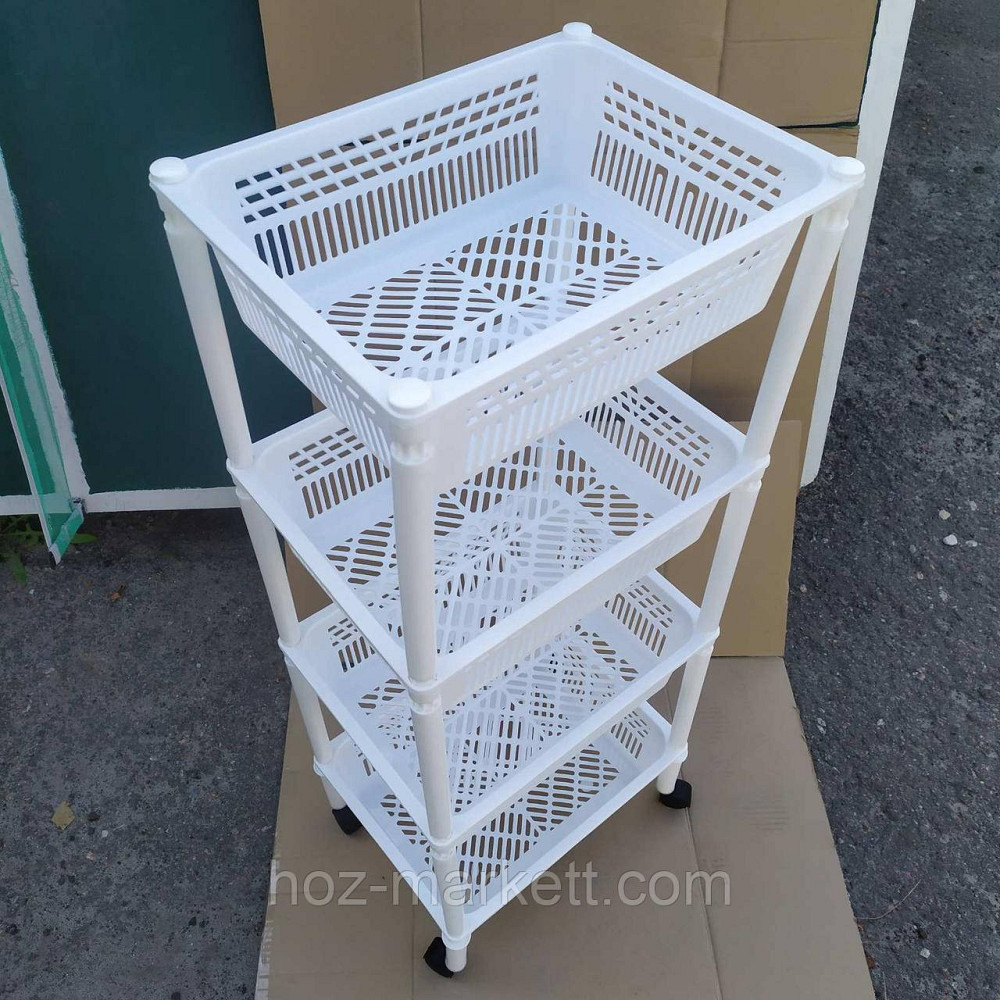 Пілочка на коліщатках пластикова для ванни та кухні 4 яруси. Полиця біла Харків - фото 10