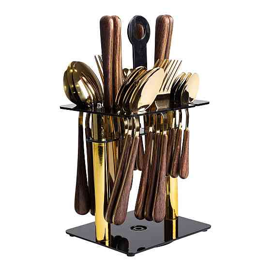 Yiwu Набір столових приборів на 6 персон з дерев'яними ручками на підставці столові прибори 24 Киев