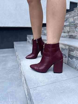 Жіночі черевики демісезонні кольору марсала з натуральної шкіри весна-осінь каблук 9 см. 36р. 3 Коломия