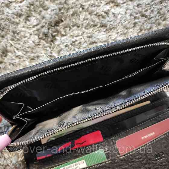 Большой кожаный мужской кошелёк клатч на магнитах и молнии MD Leather Киев