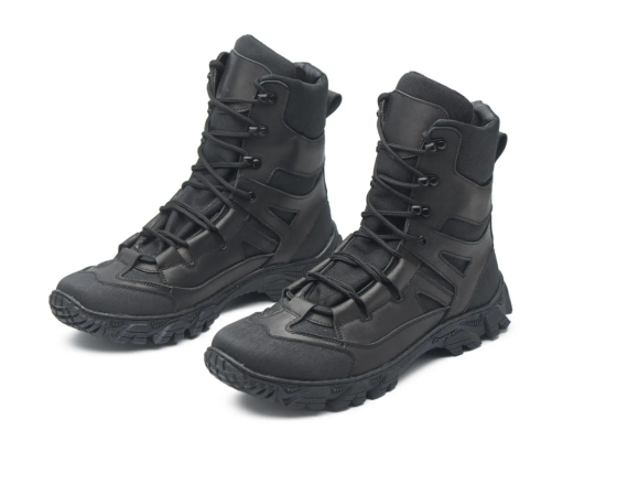 Чоловічі військові шкіряні берці демісезонні чорні, тактичні якісніводостійкі шкіряні берці Львів