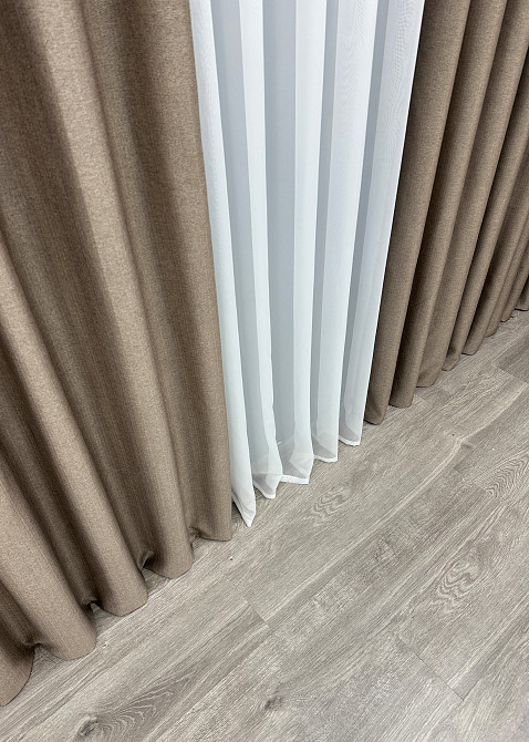 Шторная ткань Шенилл однотонный цвет светло-коричневый 1906ш Киев - изображение 6