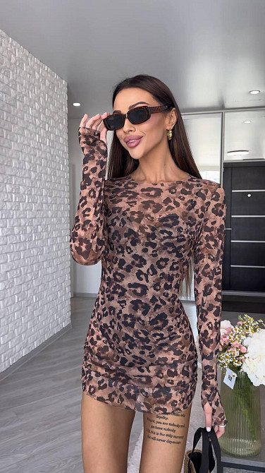 Женское привлекательное облегающее мини платье с рукавом стрейч сетка Одесса - изображение 2