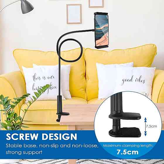 Универсальный гибкий держатель для планшета и телефона 4–10.6 дюймов 360° с зажимом 80 см черный Киев