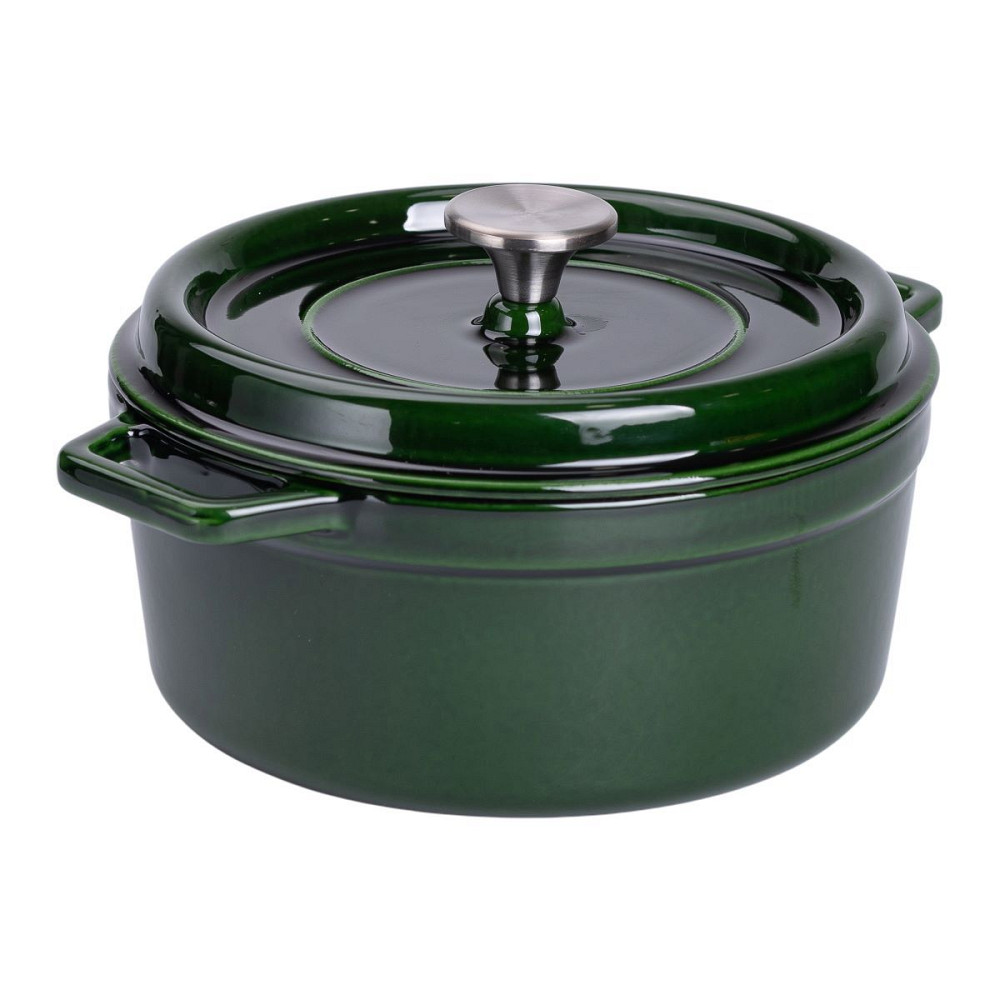 Каструля чавунна емальована 3,5 л з кришкою Ø24 см Зелена HP-1-1 Коломия - фото 6